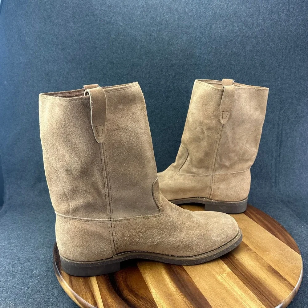 Vtg 70s Dickies Made in USA Tan Suede Cowboy Western Boots Size 11 EE